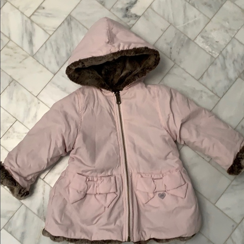 Reversible faux fur coat